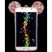 Samsung Galaxy S6 - Mickey 3D Bling Bling Crystal Ear with Removable Strap TPU Soft Protective Cover Case - Pink